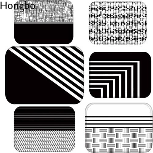 Hongbo Black White Geometric Anti-Slip Carpet Door Mat Doormat Outdoor Kitchen Living Room Floor Mat Rug 40*60cm