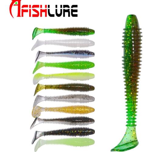 Afishlure Paddle Tail Soft Plastic Fishing Lures Grubs Worm Lures Bait 55mm/1.45g Texas Rig Crappie Lures