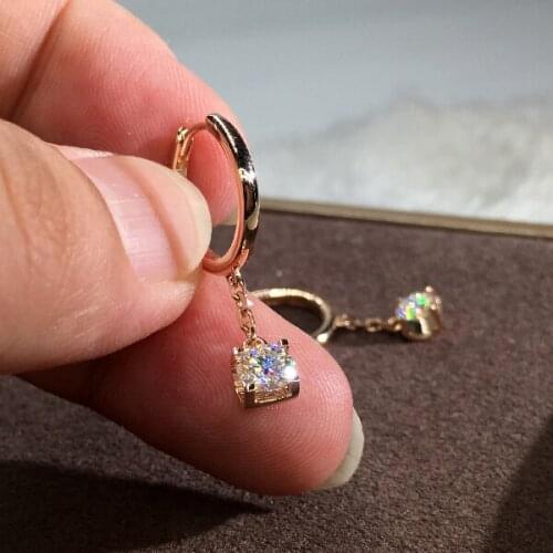 Charm Female White Zircon Hoop Earrings Classic Gold Color Wedding Earrings Trendy Bride Round Crystal Earrings For Women