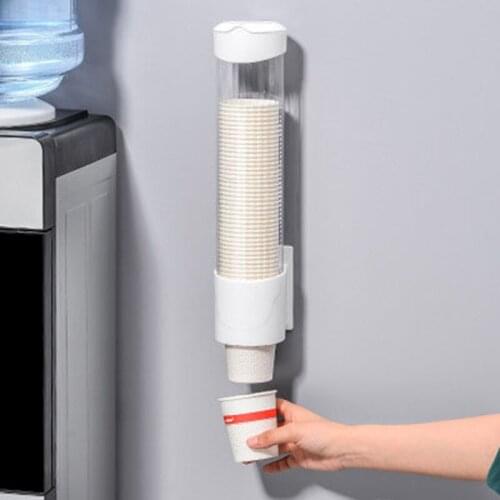 Disposable Paper Cups Dispenser Plastic Wall Mounted Automatic Cup Storage Rack