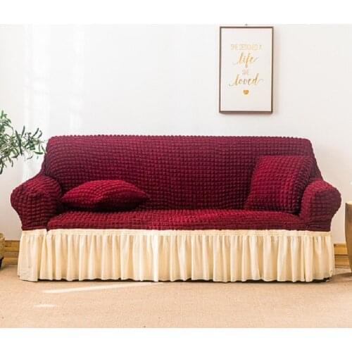 Solid Color Elastic Sofa Cover For Living Room Printed Plaid Stretch Sectional Slipcovers Sofa Couch Cover L Shape 1-4-Seater