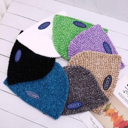 KENSHELLEY Autumn And Winter New Womens Fashion Versatile Solid Color Bucket Hat Knitted Wool Cap
