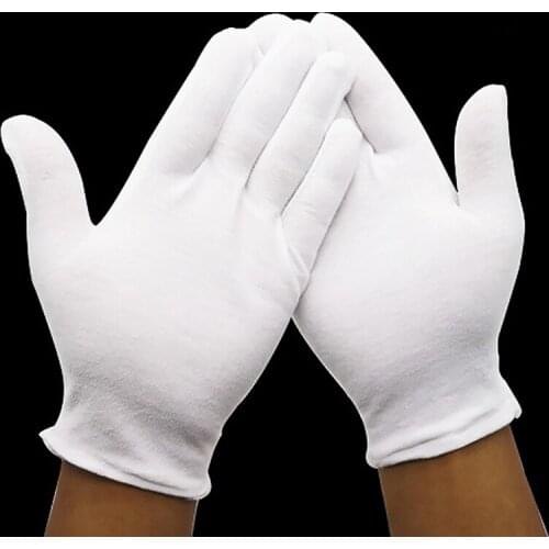 18.5cm White Cotton Male Female Gloves Protect Function Comfortable Work Glove Gift for Motorcycle Cycling Drive Bike