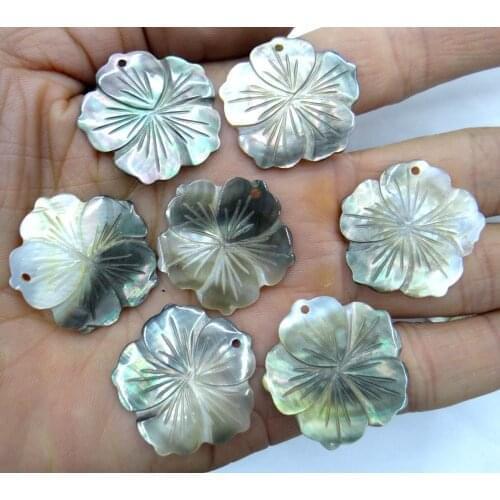 Natural Quartz crystal Abalone Shell carved petal Charms pendant for diy Jewelry making necklace Accessories 6PCS A14