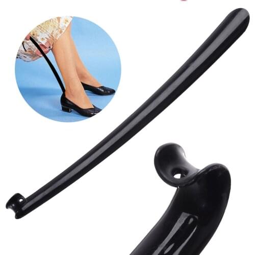 Random Color 1pc 57cm Plastic Professional Curved Shaped Shoehorn Portable Fexible Lifter Accessories Home Shoes Wearing Tool