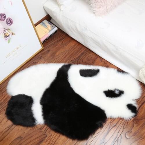 Non-slip Animal Rug Long Fluff Panda Koala Mat Faux Fur Carpet Living Room Bedroom Sofa Cushion Artificial Fluffy Doormat
