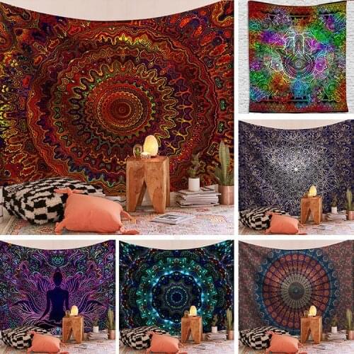 Psychedelic Tapestry Wall Hanging Mandala Sandy Beach Towel Throw Rug Bohemian Blanket Sleeping Pad Tapestries Home Decor