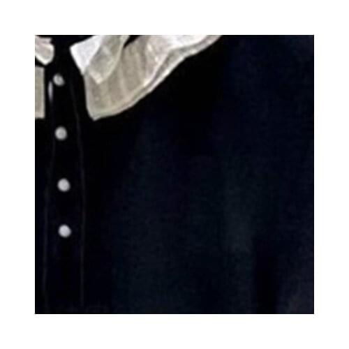 Ruffle Collar Woolen Sweater Lace Up Patchwork Black Long Sleeve Knitwear Top