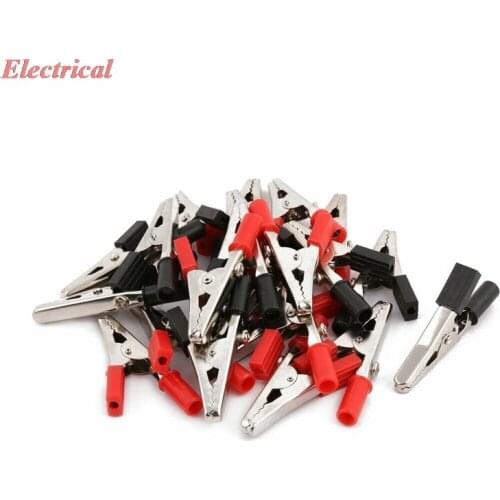 Insulated Cover Test Probe Alligator Clamps Crocodile Clips 10pcs Red 10pcs Black
