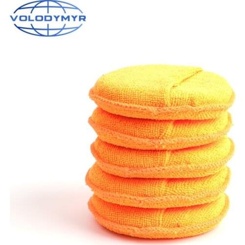 Wax Applicator Microfiber Pad Polishing Sponge 5 Inch Diameter After Waxing for Auto Cleaning Car Clean Detail Detailing Tools