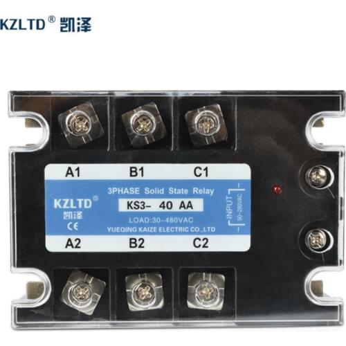 TSR-40AA Three Phase Solid State Relay 40A 90-280V AC to 30-480V AC Solid State Switch SSR 40A Quality Guarantee KS3-40AA
