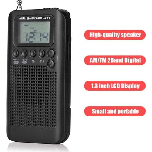 Outdoor Portable AM/FM Stereo Radio HRD-104 Pocket 2-Band Digital Tuning Radio Mini Receiver Outdoor Radio with Earphone Lanyard