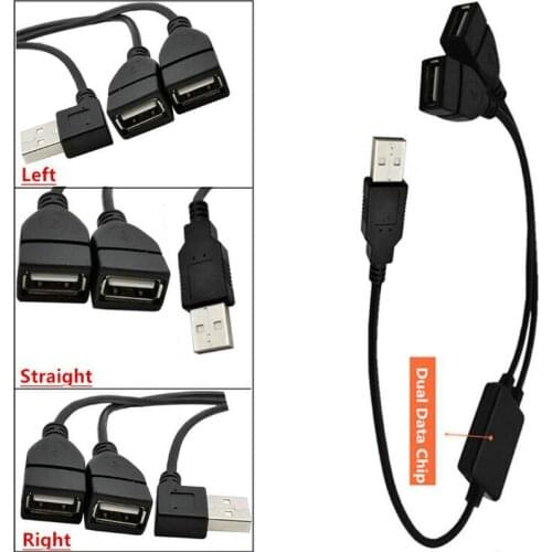 USB 2.0 A Male to dual USB A Female jack Y splitter Hub adapter Cable with chip 0.3M cord