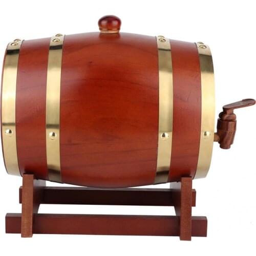 3L Vintage Pine Wood Oak Barrel Keg Beer Brewing Equipment Vintage Wooden Wine Barrel Dispenser for Rum Pot Whisky Wine Beer Set