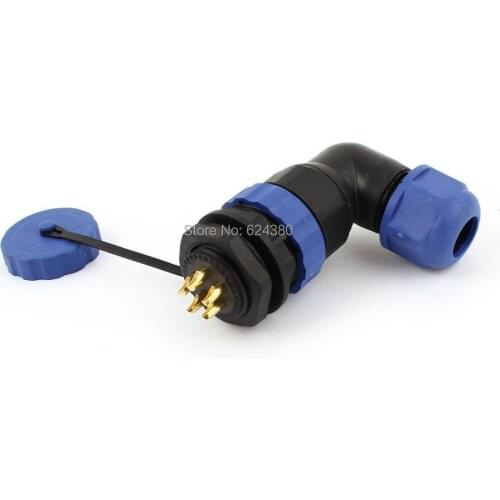 Waterproof Aviation Connector Right Angle SD20 20mm 5 Pin Panel Mount Solder Female Male Plug Socket Elbow IP68