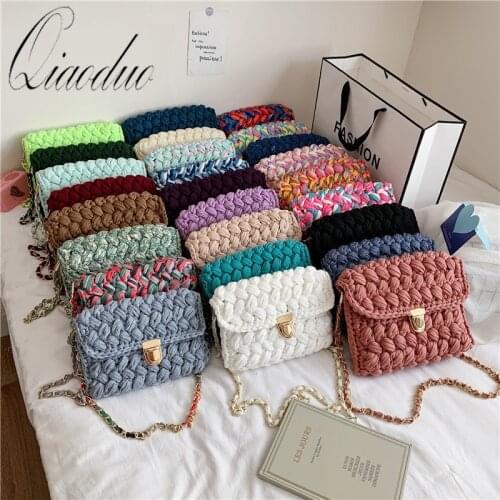 Qiaoduo Bags for Women Hand Woven Bag Strip Thread Hook Knitted Womens Casual Shoulder Bag Crossbody Bag Clutch Bag