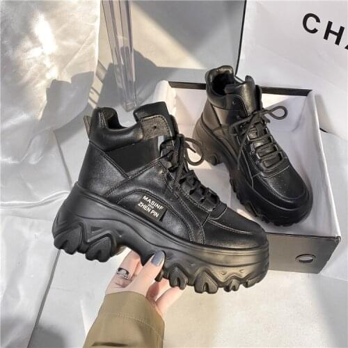 2021 autumn/winter high top new thick outsole platform shoes women casual sneakers women boots daddy shoes women