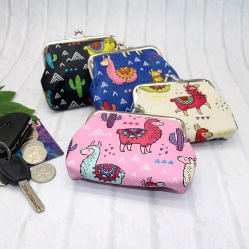 Cartoon Animal Womens Coin Purse Printing Alpaca Cute Fashion Wallet Bank Card ID Business Card Multifunctional Storage Bag