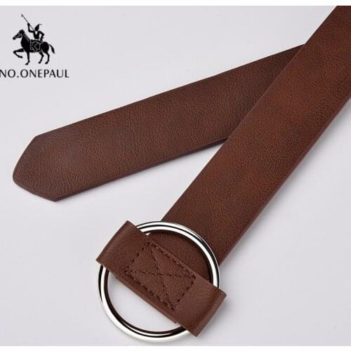 NO.ONEPAUL women belt Fashion retro ladies belt high quality alloy round buckle luxury female waist belts cute free shipping