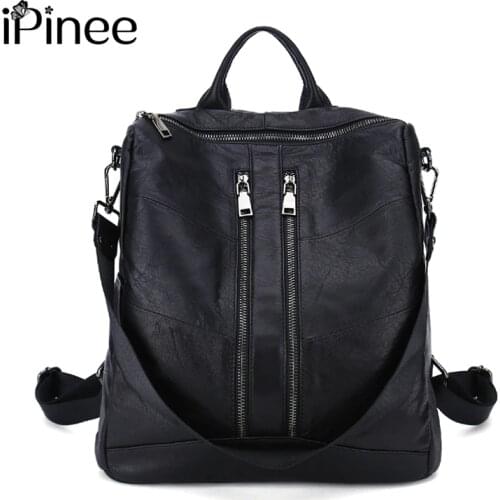IPinee 2020 Female backpack mochila feminina casual Multifunction Women Genuine Leather Backpack Female Shoulder Bag Travel Bag