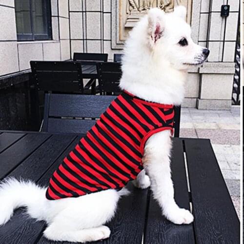 Pet Vest Two-legged Striped Design Thin Dog Fashion T-shirt for Summer одежда для собак