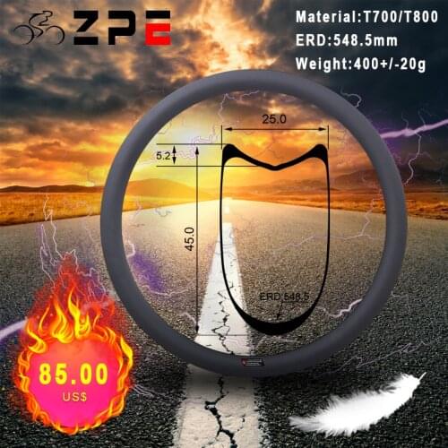 ZPE carbon wheel rims disc brake 45mm Road Bike UD Matte Tubular For Bicycle Wheels