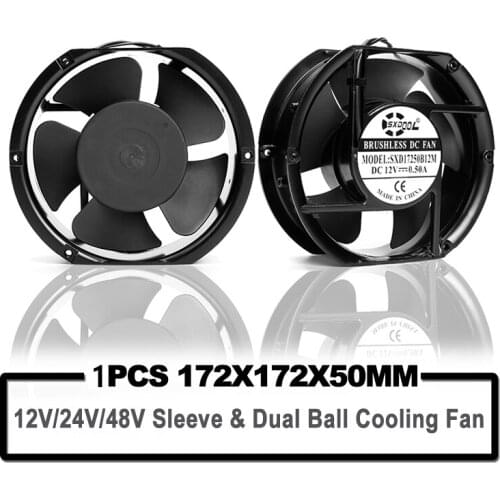 1pcs Dual Ball 170mm 172mm 172x51mm 172x25mm Cooling Fan DC 12V 24V 48V Axial Industry Cabinet cabinets fan Screw Protective net