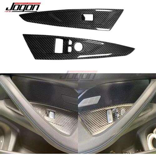 2pcs LHD Real Carbon Fiber For BMW 4 Series G22 2021 2-Door Coupe Car Window Switch Lift Button Panel Cover Trim Accessories