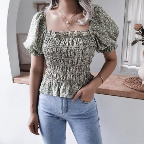 2021 Casual Bodycon Chiffon Ruffles T-shirts Women Summer White Tees Lantern Sleeve Shirts Woman Tshirts Office Lady Work Tops