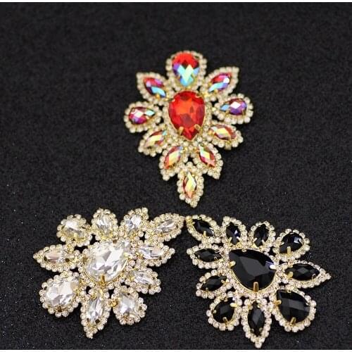 5.8*4.5cm White Crystal rhinestone applique Silver Base Belt Applique Sew on Rhinestone For Party Wedding Dress Fake Decoration