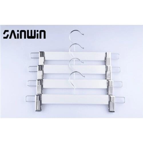 5pcs/lot 33cm Adult Wooden Pants Clip Hangers For Pant White Clothes Rack Wood Bag Hanger
