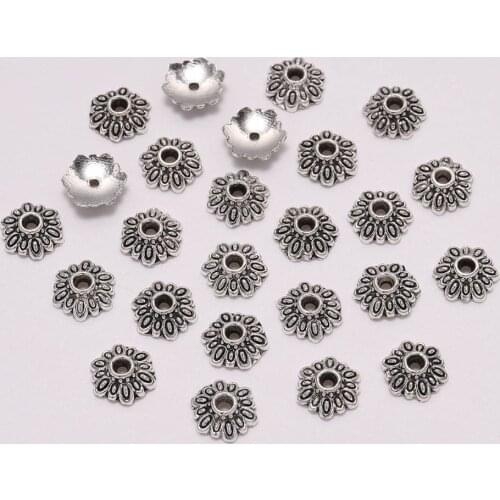 50pcs/Lot 8mm 12 Petals Round Flower Beads Caps End Receptacle Flower Torus Spaced Apart Bead Caps For DIY Jewelry Making