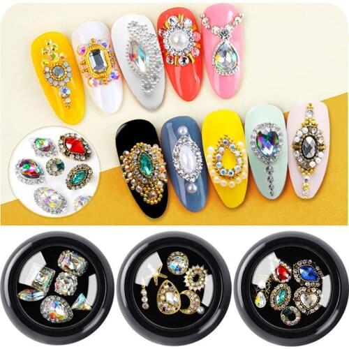 8 Boxes Kapmore Retro Nail Art Rhinestone Creative DIY Nail Art Decoration Crystal Nail Art Jewelry Women DIY Manicure Tool