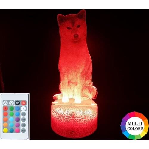 Shiba Inu Acrylic Night Light 3D Kids Gift Led Bedroom Beside Lamp Pet Dog Nightlights Bluetooth Base Colors Change APP Control