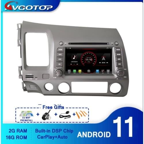 AVGOTOP Android 10 WINCE Bluetooth GPS Car Radio DVD Player for HONDA CIVIC LHD 2G 16G MP3 MP4 Wifi Vehicle Multimedia