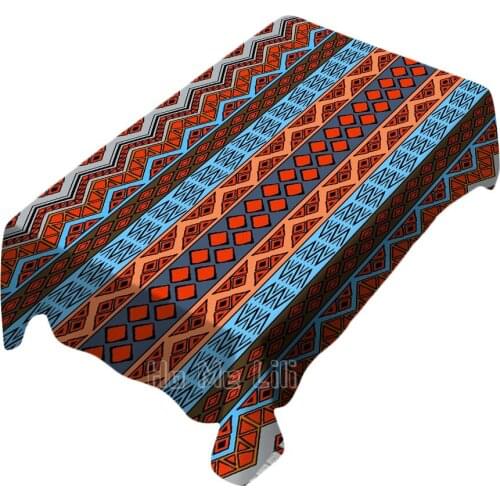 Seamless Bohemian Style Pattern Illustrated Fashion Tablecloth Polyester Waterproof Oil Proof Reusable