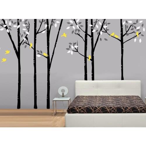 Large Birch Tree Forest With Birds Wall Sticker Decal For Kids Baby Nursery Living Room Home Decor Removable DIY Wallpaper A186