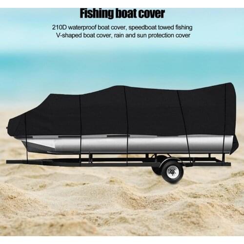Boat Cover 210D Oxford Waterproof Dust UV Protector Speedboat Towed Fishing V-shaped Boat Cover For Trailerable Speedboat Boat