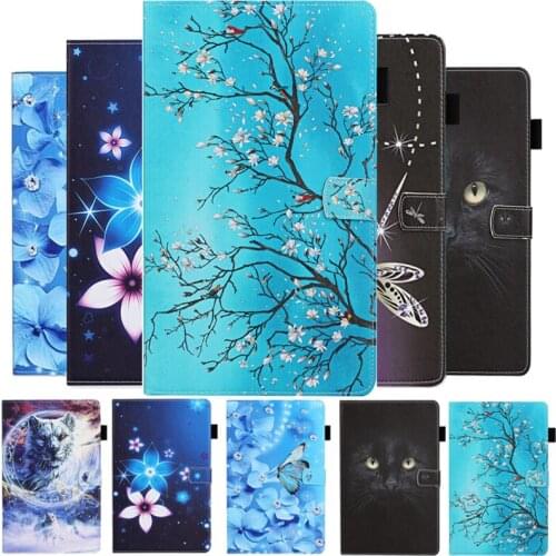 For Tablet A7 Case 10.4 SM-T500 Photo Slots Cover For Samsung Galaxy Tab A7 Lite 8.7 Case SM-T220 2021 Painted Plum Blossom Caqa