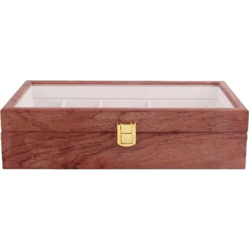 Wooden Watch Box Watch Holder Box for Watches Men Glass Top Jewelry Organizer Box 4+2 Grids Watch Organizer New