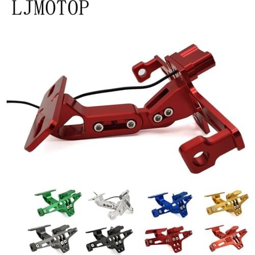 For YAMAHA tmax 500 530 xp500 xp530 xj600 keeway tx125 CNC Motorcycle License Number Plate Frame Holder Bracket With LED Signal