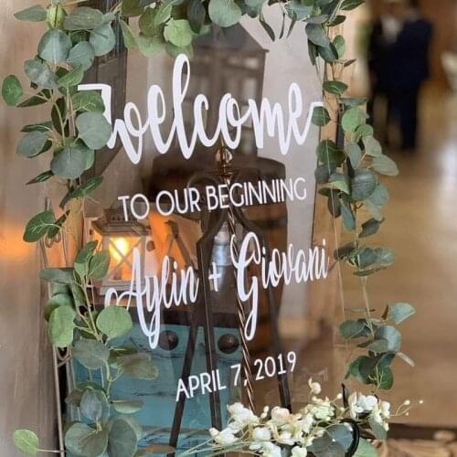Welcome to Our Begining Personalized Clear Acrylic Welcome Sign, Wedding Welcome Sign Acrylic Wedding Board, Wedding Decor