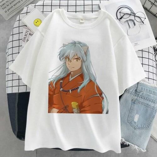 Inuyasha Graphic Print T-shirt Women Tee Harajuku Aesthetic White Tops Casual Tshirt 2021 New Summer Fashion Y2k Female T Shirt