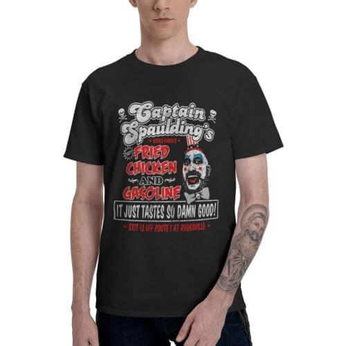Captain Spaulding T-Shirts Men Fashion T Shirt Short Sleeve Horror Film House of 1000 Corpses Tshirt 100% Cotton Tee Top Clothes