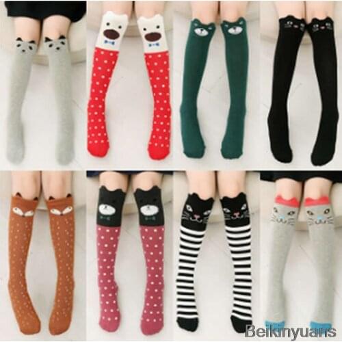 The new cotton socks children for straight three-dimensional cartoon cat ear knee-high socks baby socks of the girls leg warm