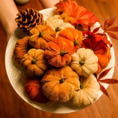 Thanksgiving Halloween Velvet Pumpkins Decor Super Soft Stuffed Pumpkin With Exquisite Artificial Pumpkin Perfect Props Decor
