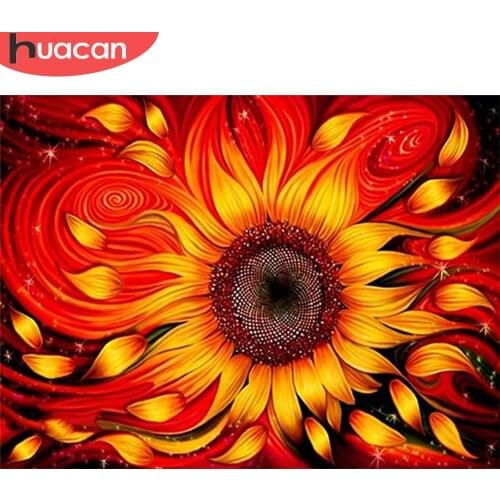 HUACAN 5D DIY Diamond Embroidery Sunflower Full Drill Square Round Needlework Art Diamond Painting Rhinestone Kit Home Decor