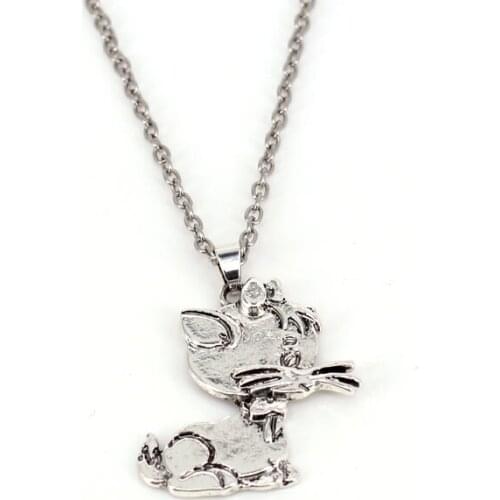 Hzew cute cat pendant necklace Ancient silver color cat necklace