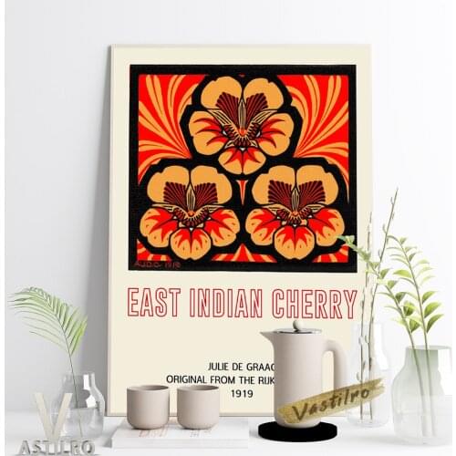 Julie De Graag Plant Illustration Exhibition Museum Poster East Indian Cherry Art Prints Vintage Flower Wall Stickers Home Decor