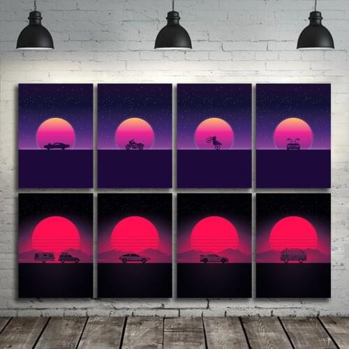 Canvas Print Picture Luxury Car Wall Art Paintings Home Decor Modular Sunset Poster For Living Room